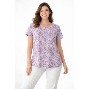 J Jill Petite 100% Linen Paisley Short Sleeve Top Womens Size L